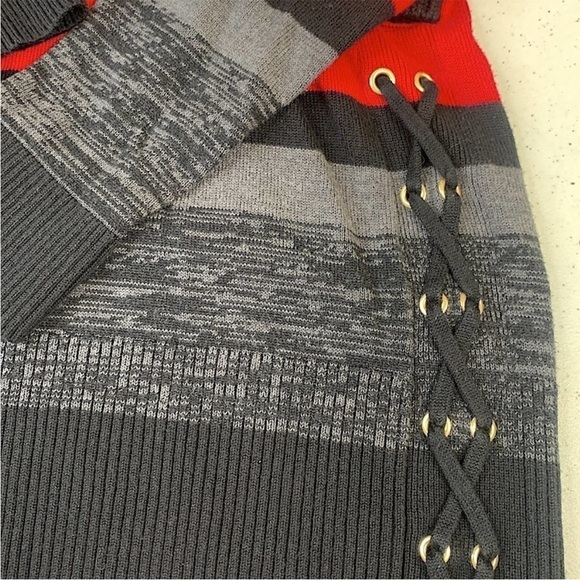 STYLE & CO Wrapped Knit Tunic Sweater Women
Size M Striped Pullover Laced Up - Picture 6 of 12